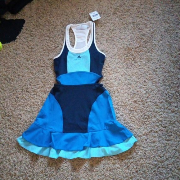 NWT Adidas Stella McCartney Tennis Dress skirt S Small 36 blue white - Picture 10 of 14
